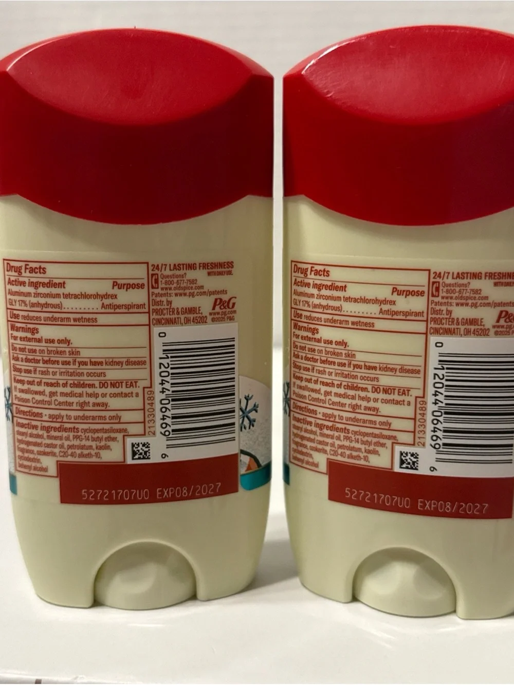 Old Spice Peppermint Slopes Antiperspirant Deodorant - Red & Cream (Lot of 2)